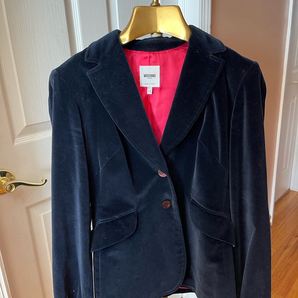 Moschino velour blazer. Navy blue . Original . Made in Italy